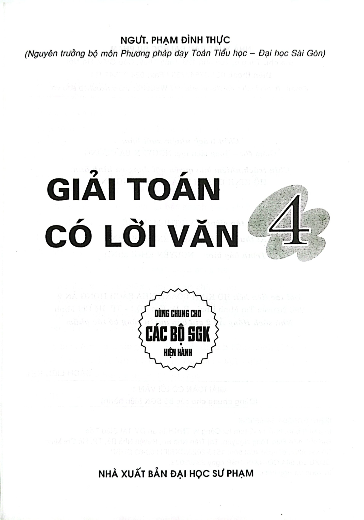 Giải Toán Có Lời Văn 4 (Dùng Chung Cho Các Bộ Sgk Hiện Hành) - Phạm Đình Thực