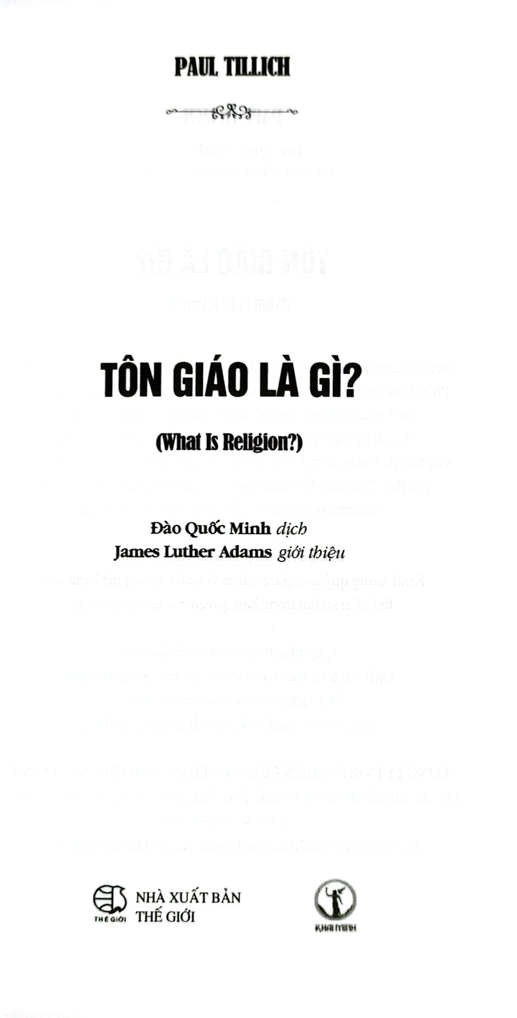 Tôn Giáo Là Gì - What Is Religion - Paul Tillich