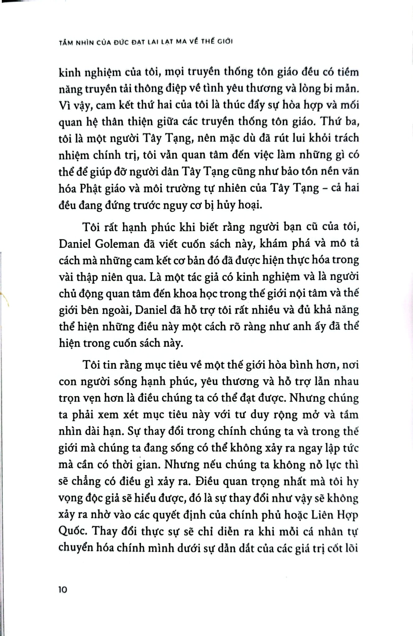 Tầm Nhìn Của Đức Đạt Lai Lạt Ma Về Thế Giới - Bản Đặc Biệt Bìa Da - Daniel Goleman