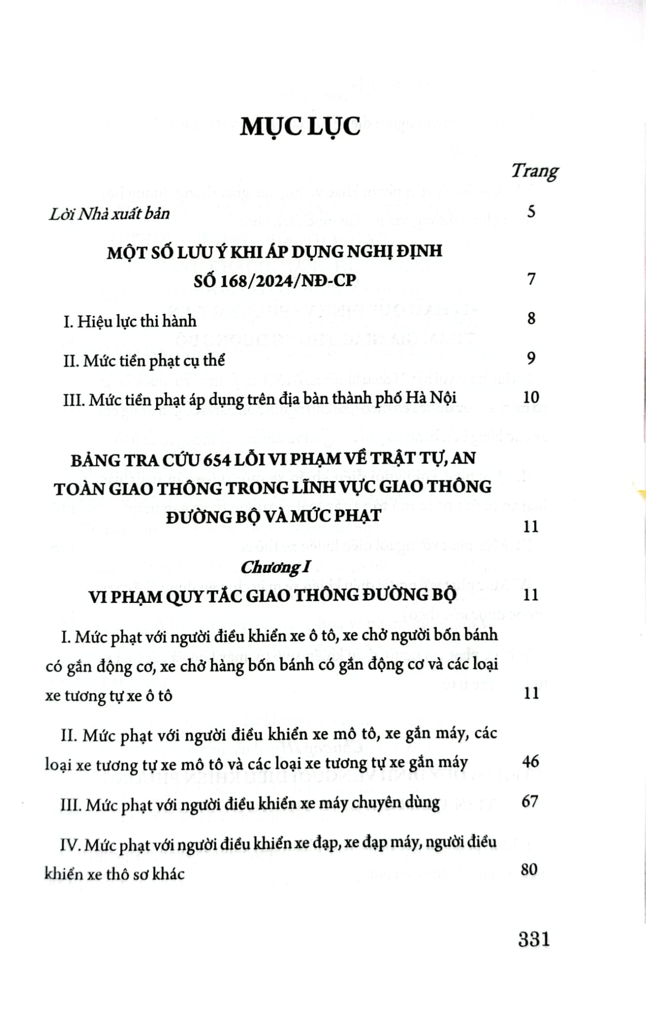 Cẩm Nang Tra Cứu 654 Lỗi Vi Phạm Giao Thông Đường Bộ Và Mức Phạt Theo Nghị Định Số 168/2024/NĐ-CP - LS. Phạm Thanh Hữu