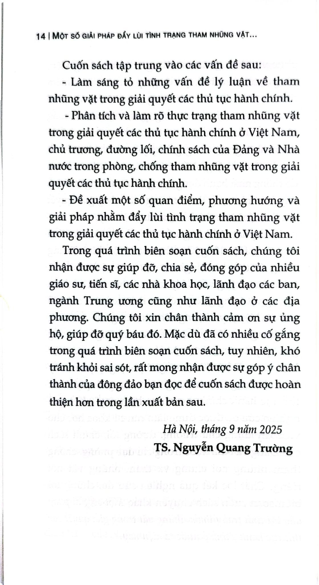 Một Số Giải Pháp Đẩy Lùi Tình Trạng Tham Nhũng Vặt Trong Giải Quyết Các Thủ Tục Hành Chính Ở Nước Ta Hiện Nay (Sách Chuyên Khảo) - TS. Nguyễn Quang Trường (CB)