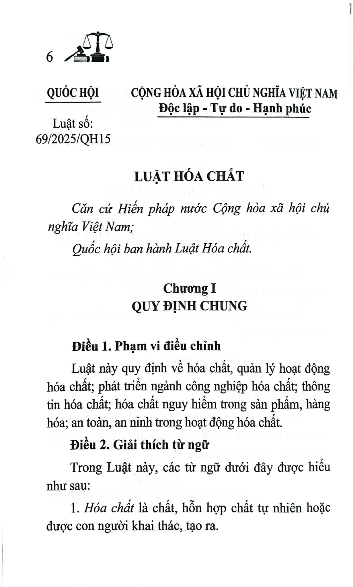 Luật Hóa Chất Năm 2025 (NXBLĐ) - Quốc Hội