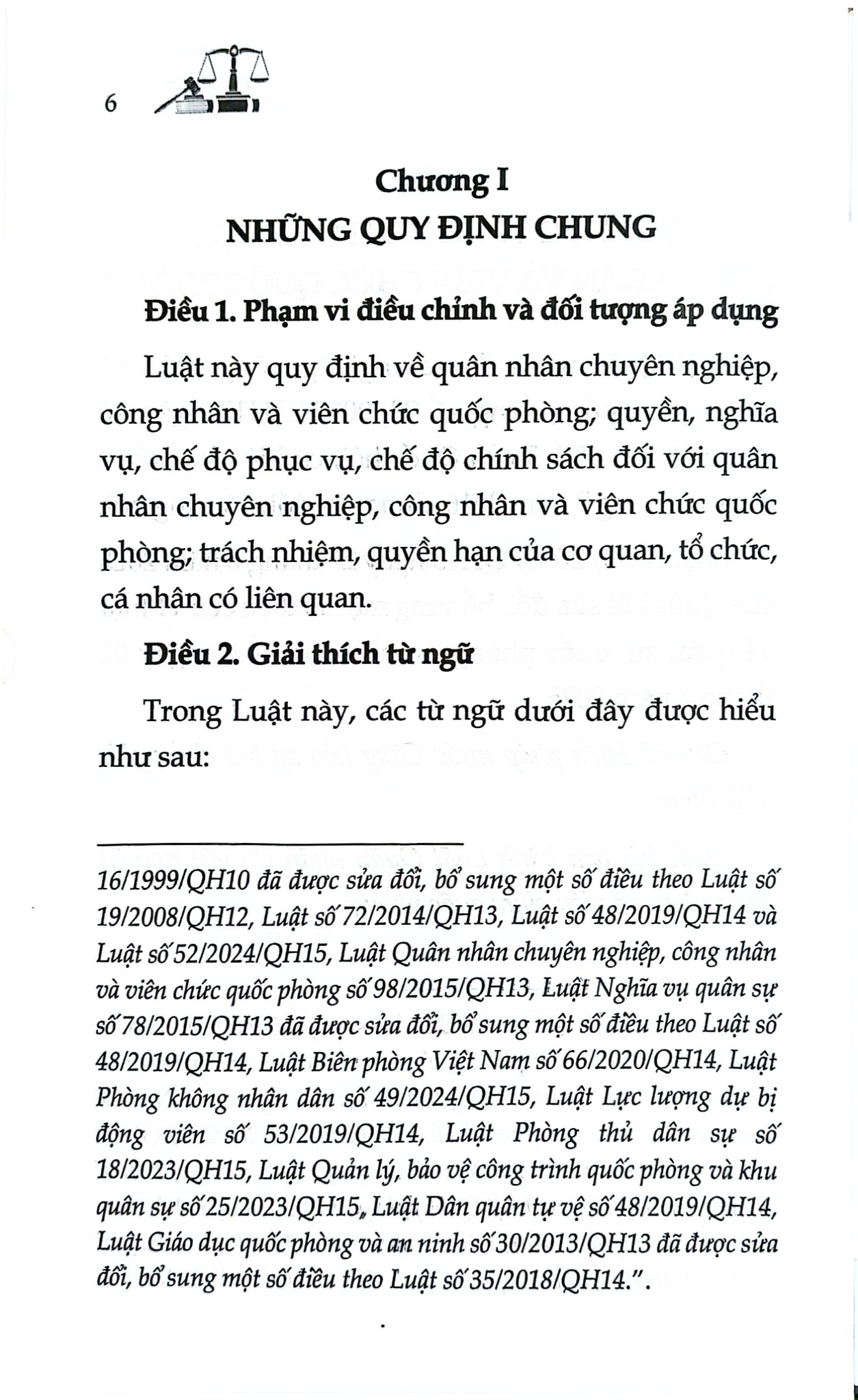Luật Quân Nhân Chuyên Nghiệp, Công Nhân Và Viên Chức Quốc Phòng Năm 2015 ( Sửa Đổi, Bổ Sung Năm 2025) (NXBLĐ)  - Quốc Hội