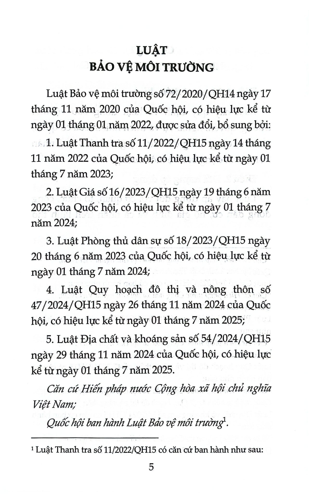 Luật Bảo Vệ Môi Trường Năm 2020 ( Sửa Đổi, Bổ Sung Năm 2022,2023,2024,2025) (NXBLĐ) - Quốc Hội