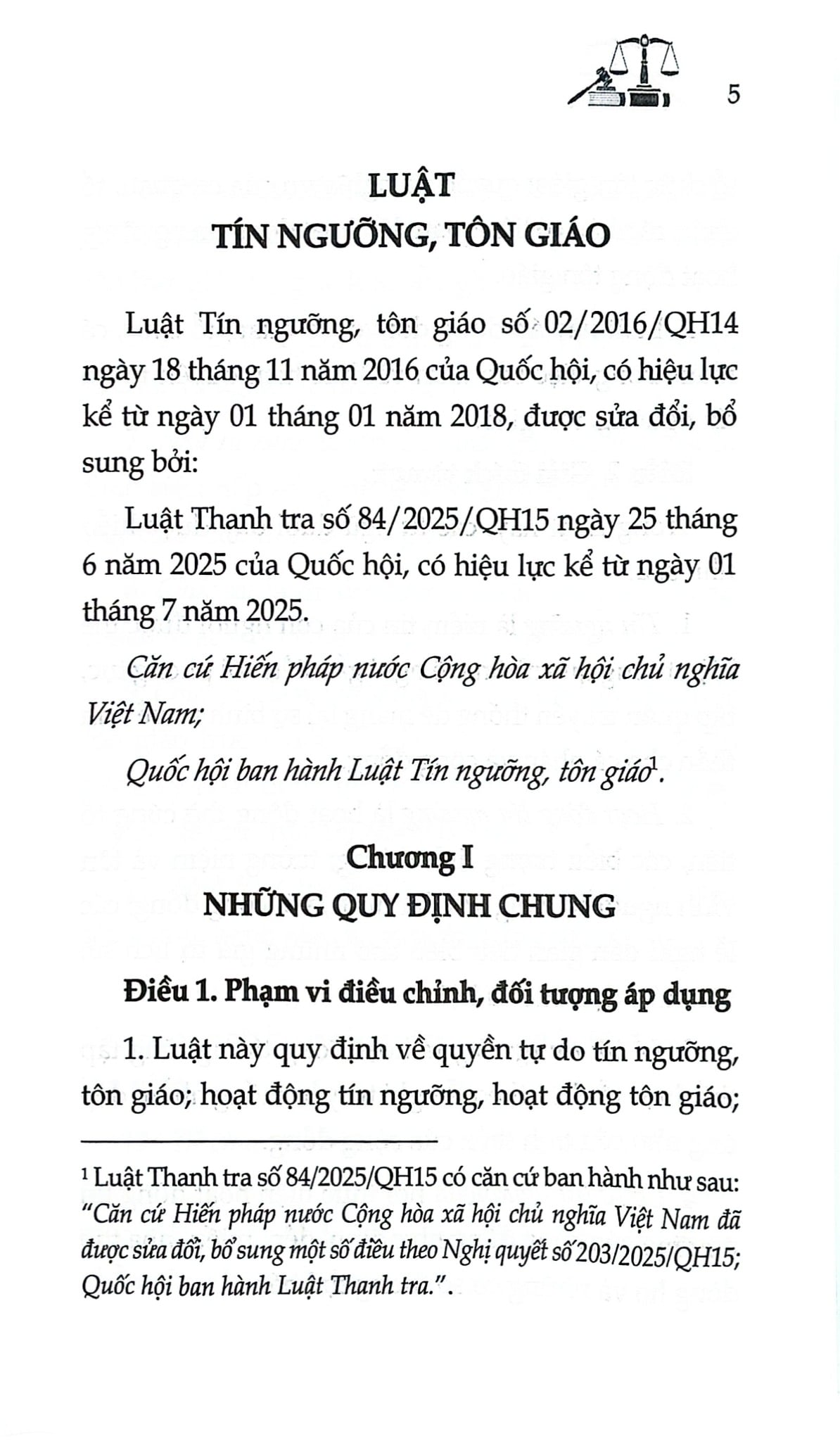 Luật Tín Ngưỡng, Tôn Giáo Năm 2016 ( Sửa Đổi, Bổ Sung Năm 2025) (NXBLĐ) - Quốc Hội