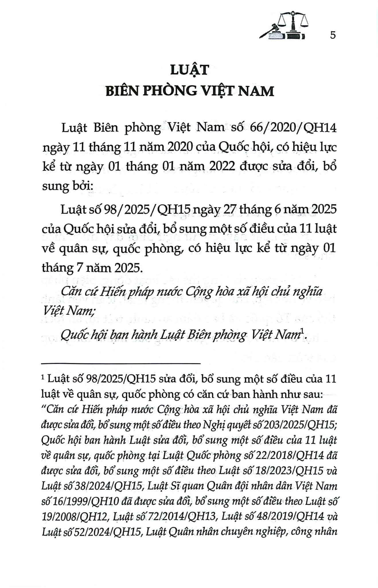 Luật Biên Phòng Việt Nam Năm 2020 ( Sửa Đổi, Bổ Sung Năm 2025) (NXBLĐ) - Quốc Hội
