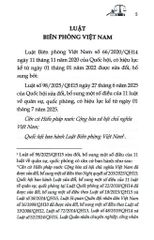 Luật Biên Phòng Việt Nam Năm 2020 ( Sửa Đổi, Bổ Sung Năm 2025) (NXBLĐ) - Quốc Hội