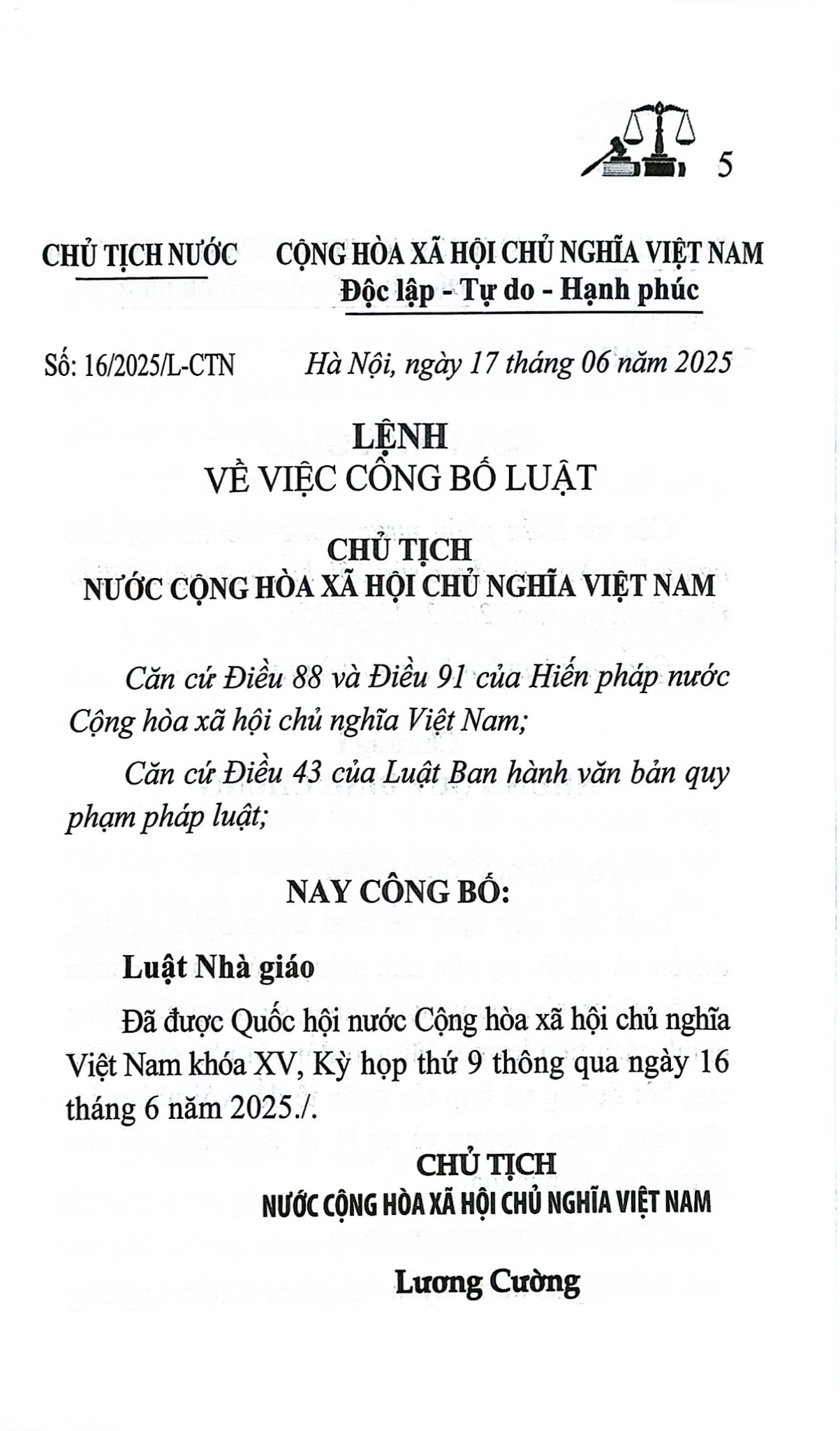 Luật Nhà Giáo Năm 2025 (NXBLĐ) - Quốc Hội