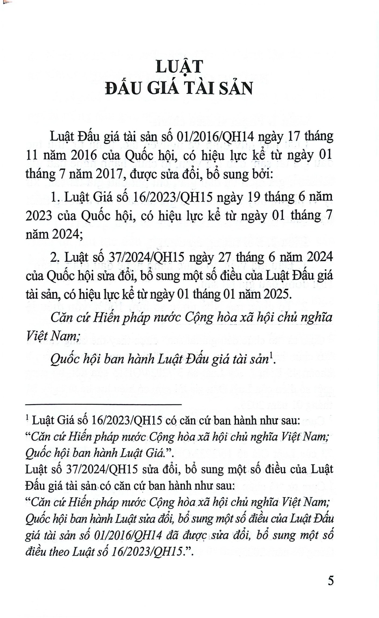 Luật Đấu Giá Tài Sản ( Sửa Đổi, Bổ Sung Năm 2023,2024) (NXBLĐ) - Quốc Hội
