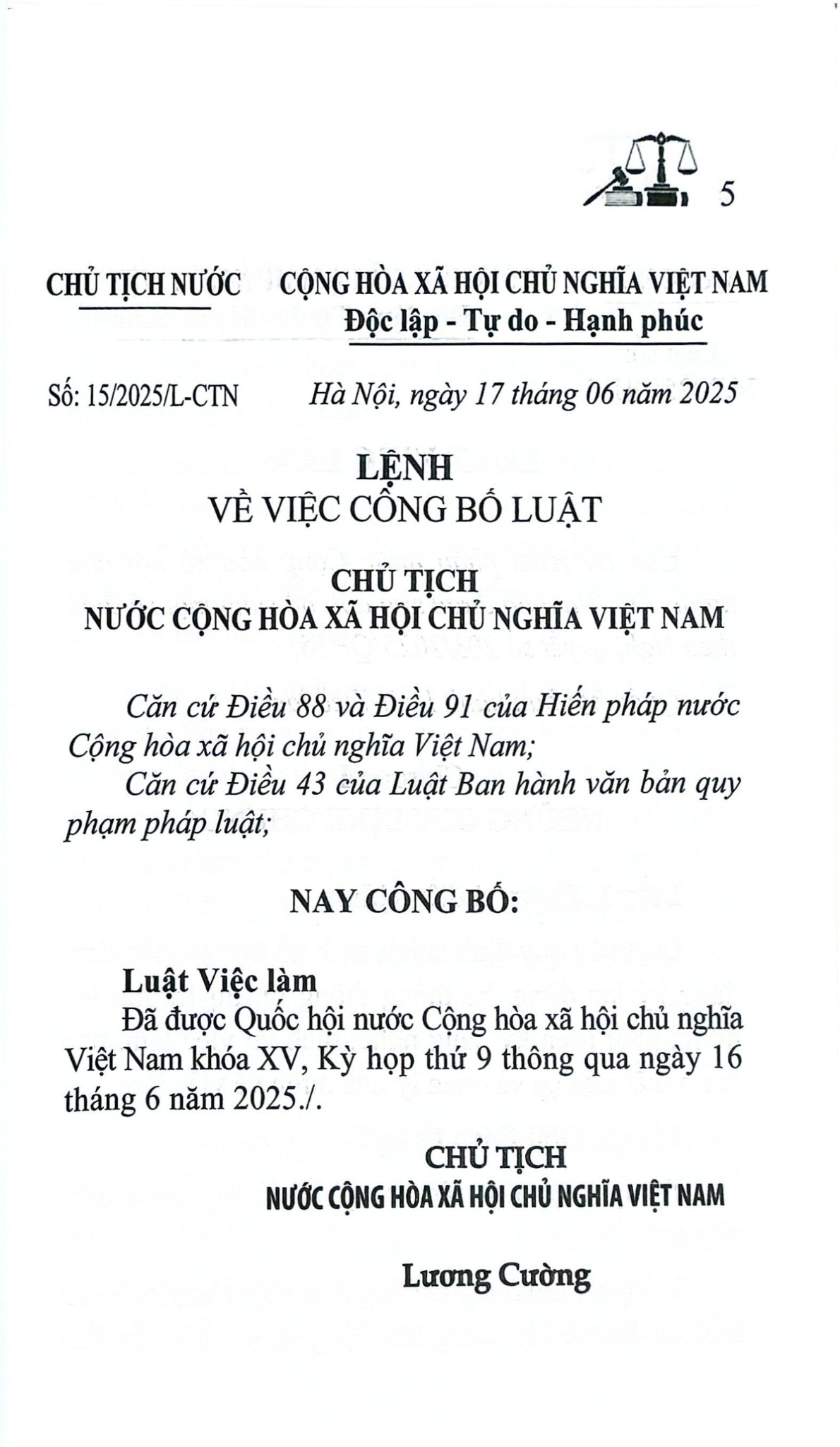 Luật Việc Làm Năm 2025 (NXBLĐ) - Quốc Hội