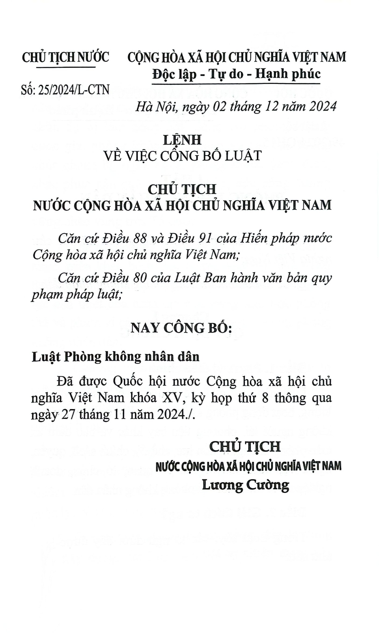 Luật Phòng Không Nhân Dân Năm 2024 (NXBLĐ) - Quốc Hội