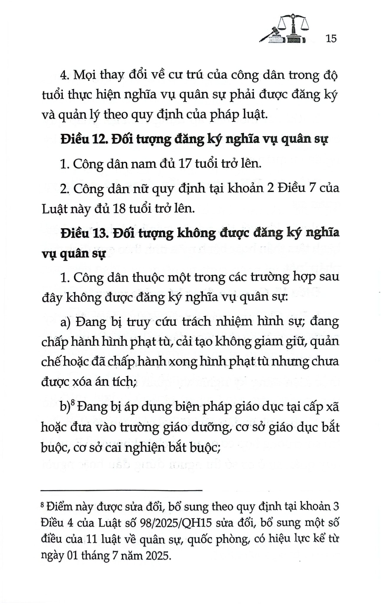 Luật Nghĩa Vụ Quân Sự Năm 2015 ( Sửa Đổi, Bổ Sung Năm 2019,2025) (NXBLĐ) - Quốc Hội