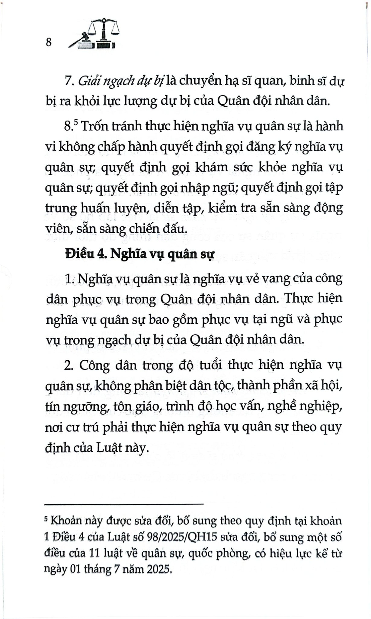 Luật Nghĩa Vụ Quân Sự Năm 2015 ( Sửa Đổi, Bổ Sung Năm 2019,2025) (NXBLĐ) - Quốc Hội