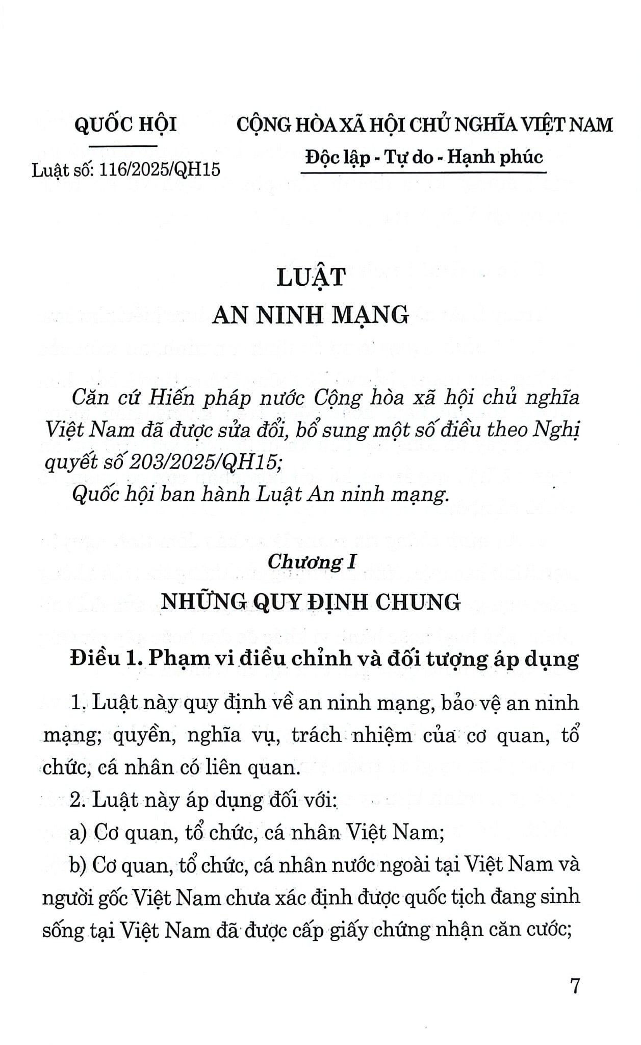 Luật An Ninh Mạng Năm 2025 (CTQG) - Quốc Hội