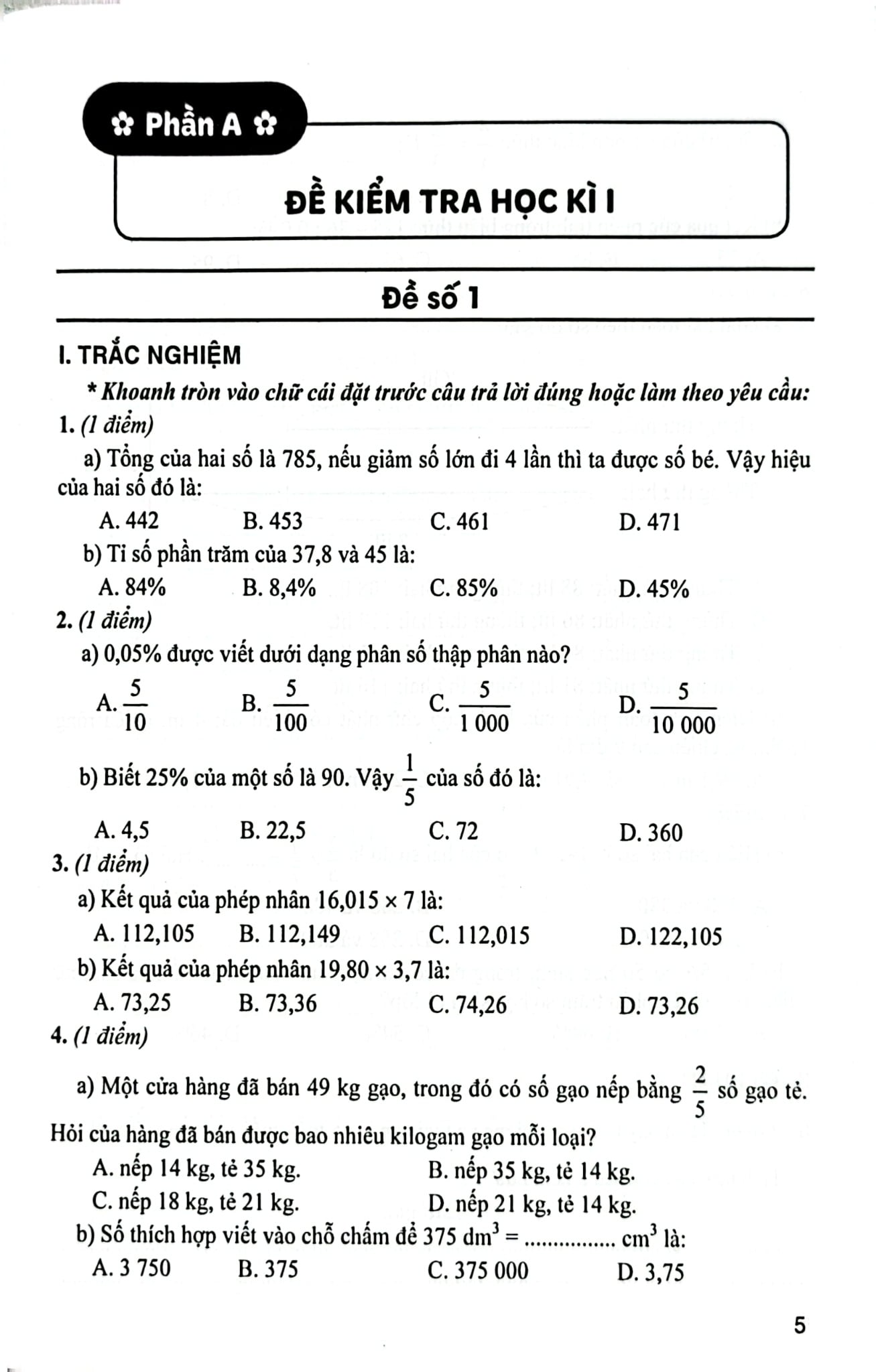 Bộ Đề Kiểm Tra Môn Toán Lớp 5 - Tập 2 (Dùng Kèm Sgk Kết Nối Tri Thức Với Cuộc Sống) - Lê Thị Nương