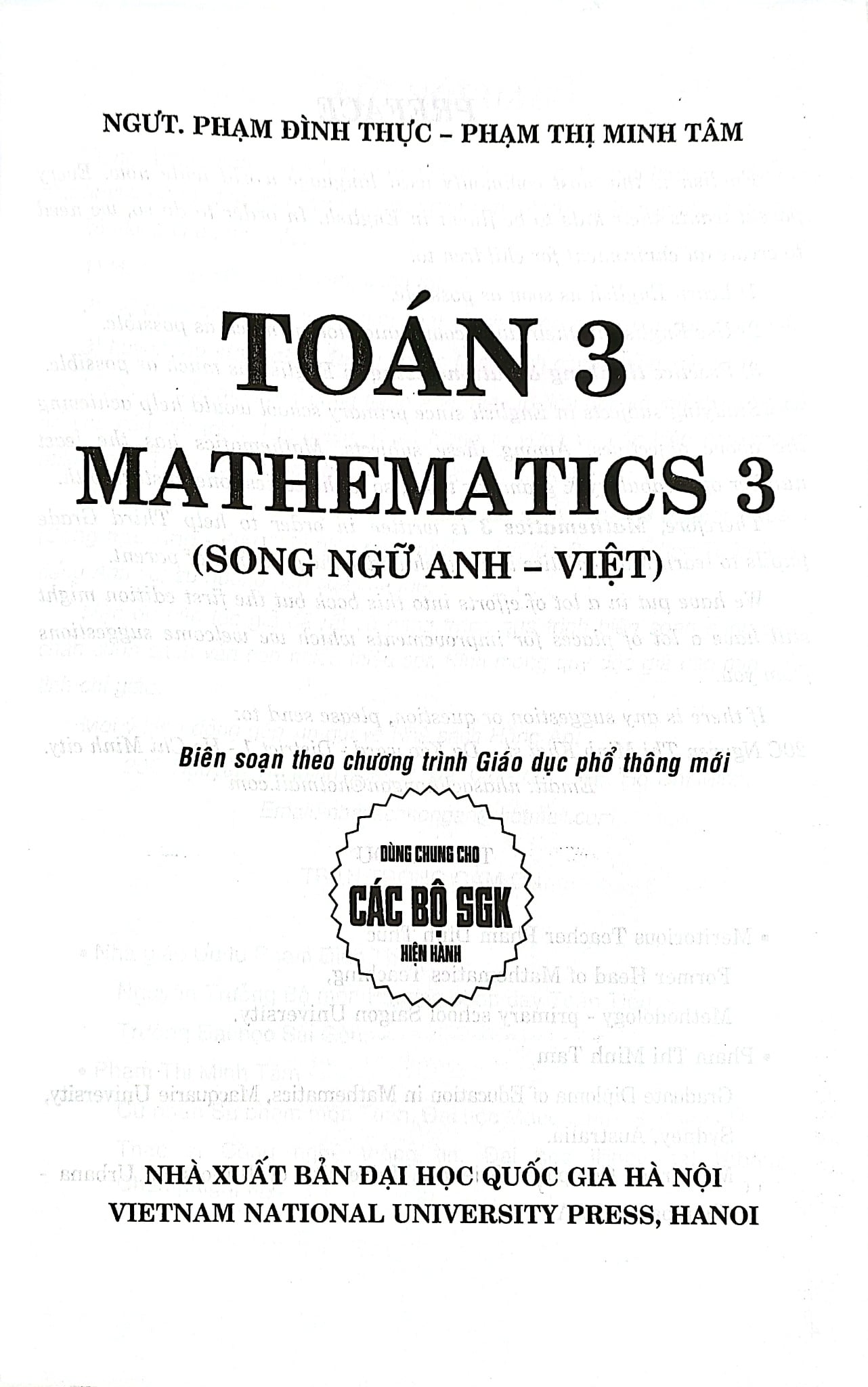 Toán 3 – Mathematics 3 -Song Ngữ Anh-Việt (Dùng Chung Cho Các Bộ Sgk Hiện Hành) - Phạm Đình Thực