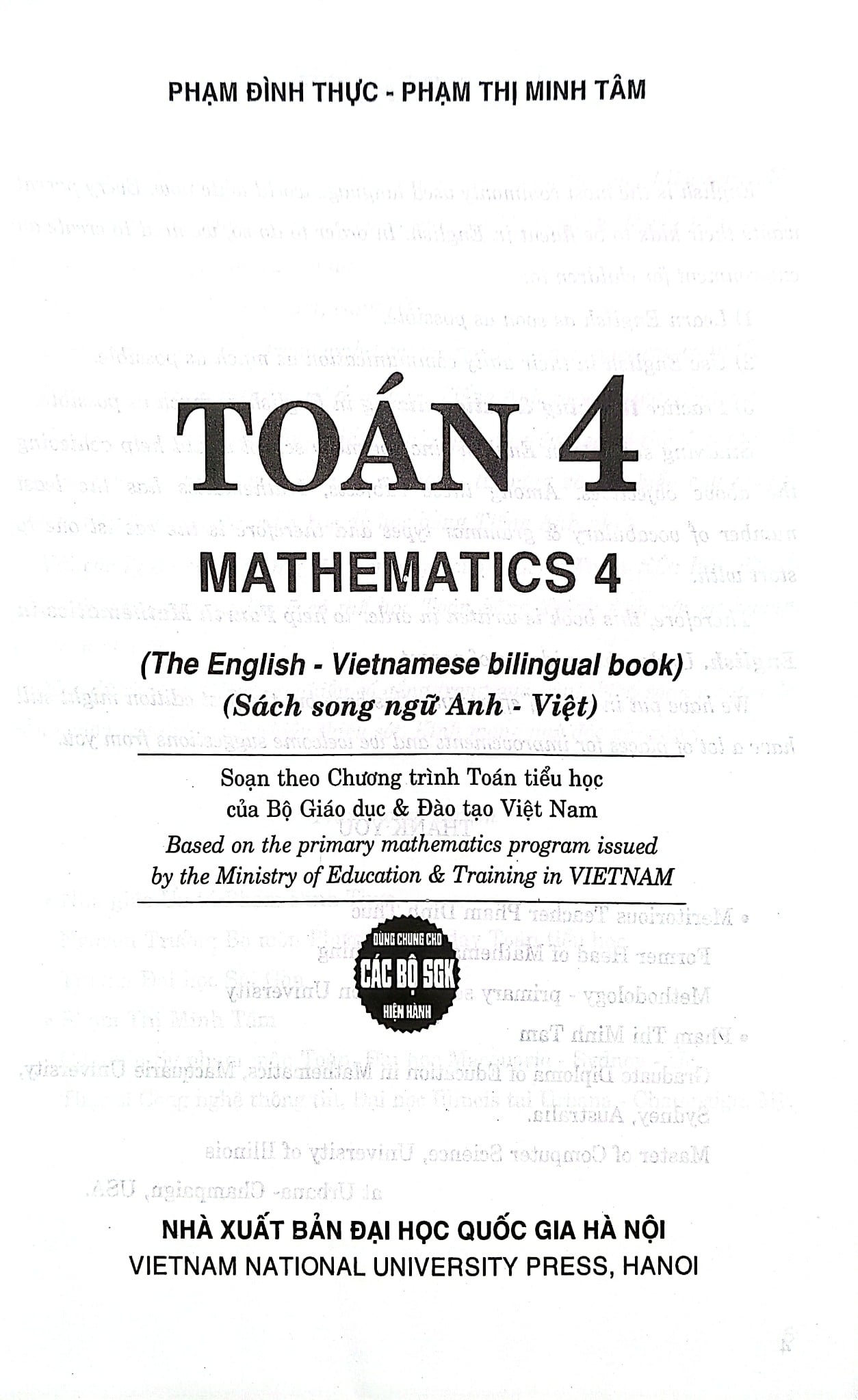 Toán 4 - Mathematics 4 (Song Ngữ Anh Việt) (Dùng Chung Cho Các Bộ Sgk Hiện Hành) - Phạm Đình Thực
