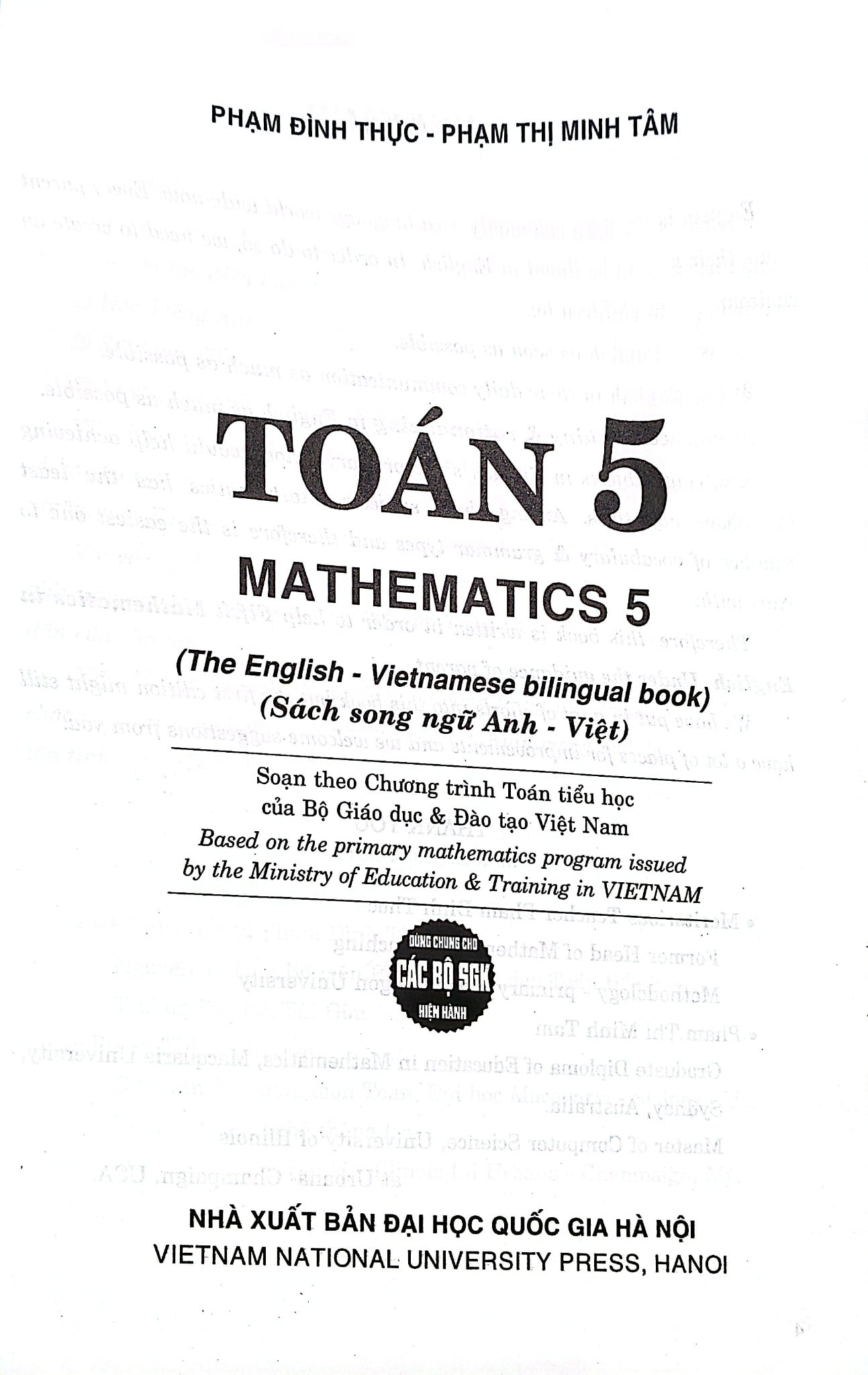 Toán 5 - Mathematics 5 (Song Ngữ Anh Việt) (Dùng Chung Cho Các Bộ Sgk Hiện Hành) - Phạm Đình Thực