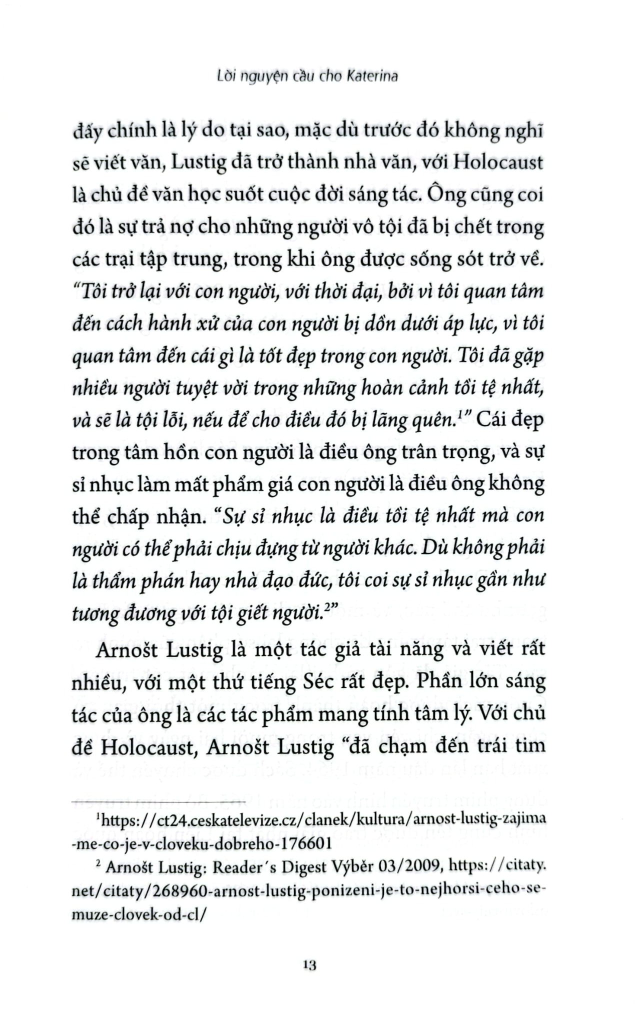 Lời Nguyện Cầu Cho Katerina - 
Arnošt Lustig