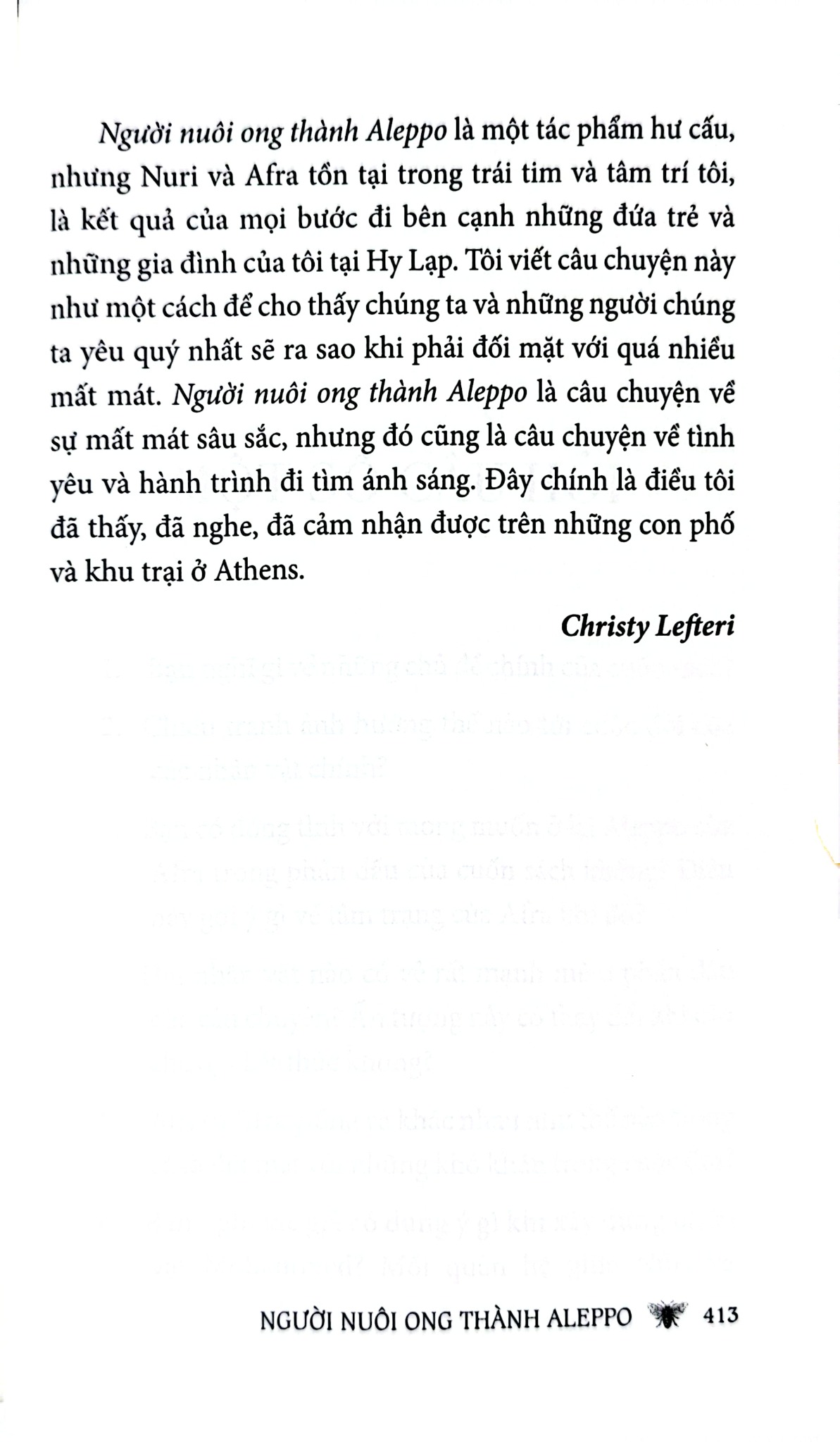 Người Nuôi Ong Thành Aleppo - Christy Lefteri