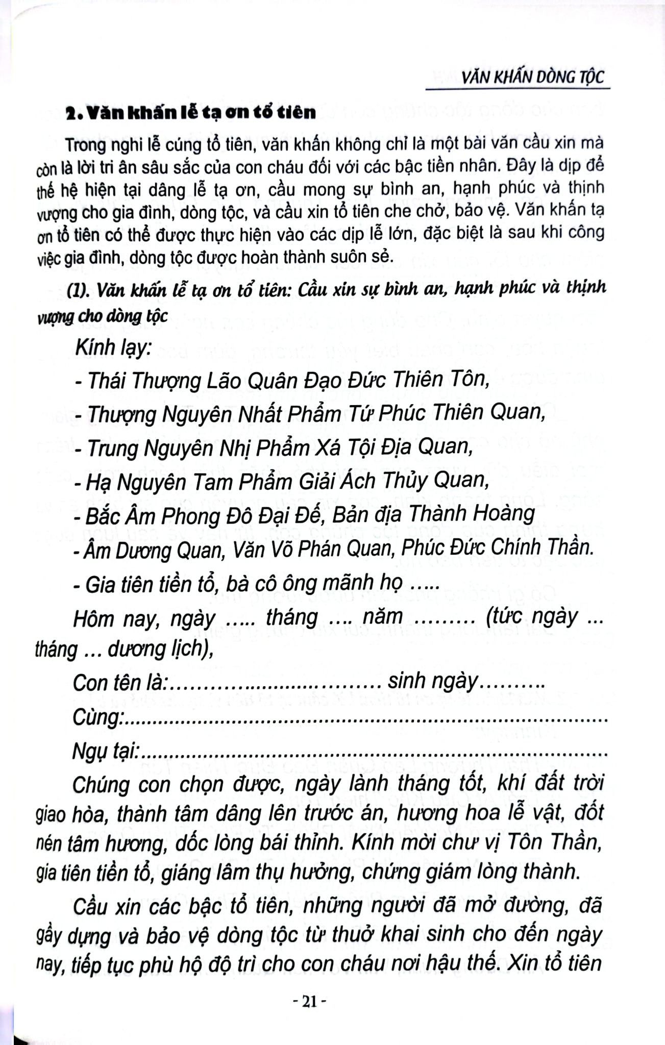 Văn Khấn Dòng Tộc - ThS Nguyễn Mạnh Linh