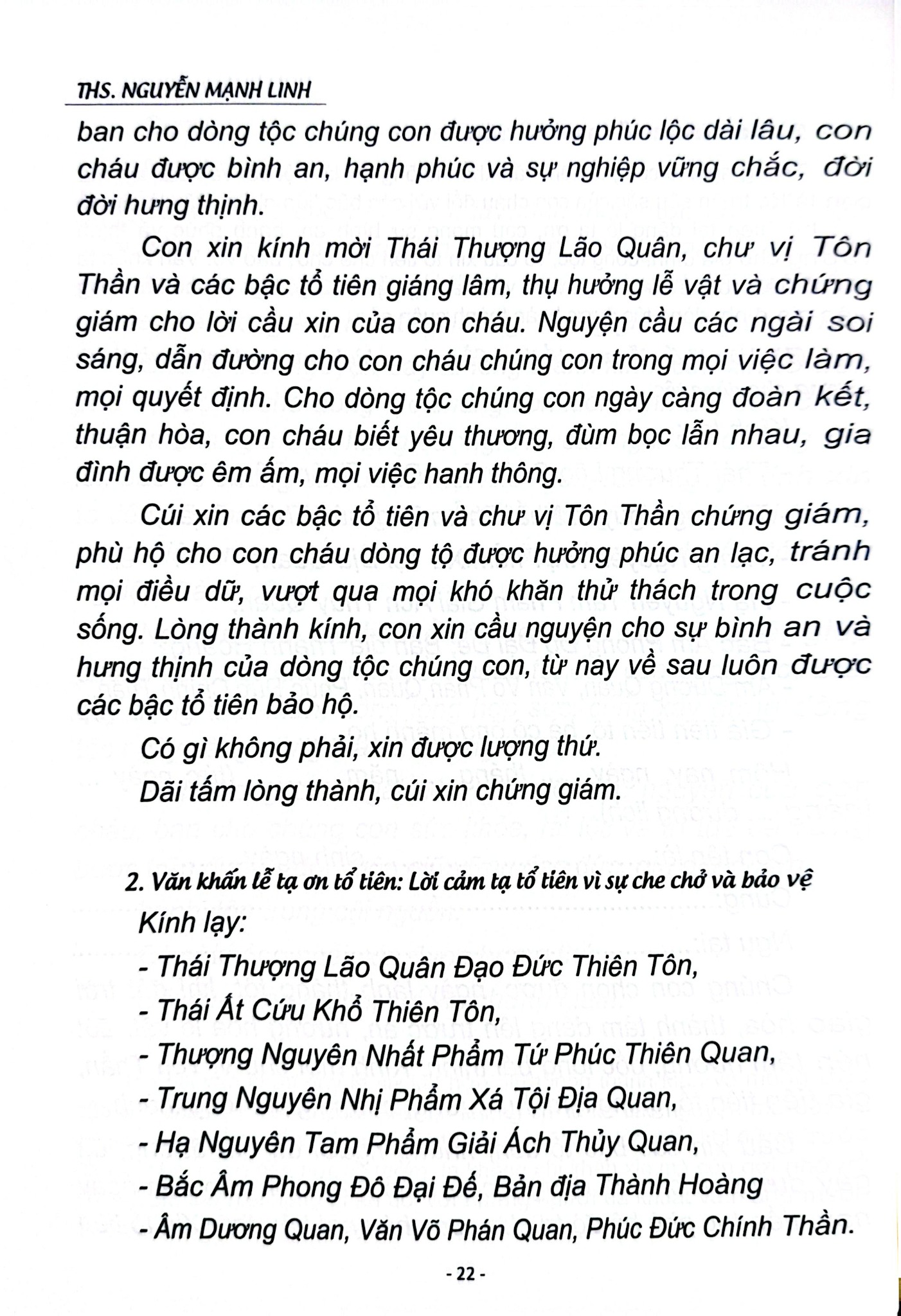 Văn Khấn Dòng Tộc - ThS Nguyễn Mạnh Linh