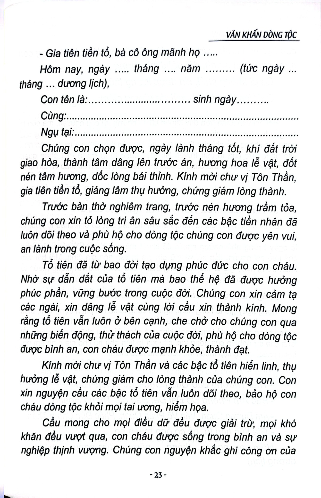 Văn Khấn Dòng Tộc - ThS Nguyễn Mạnh Linh
