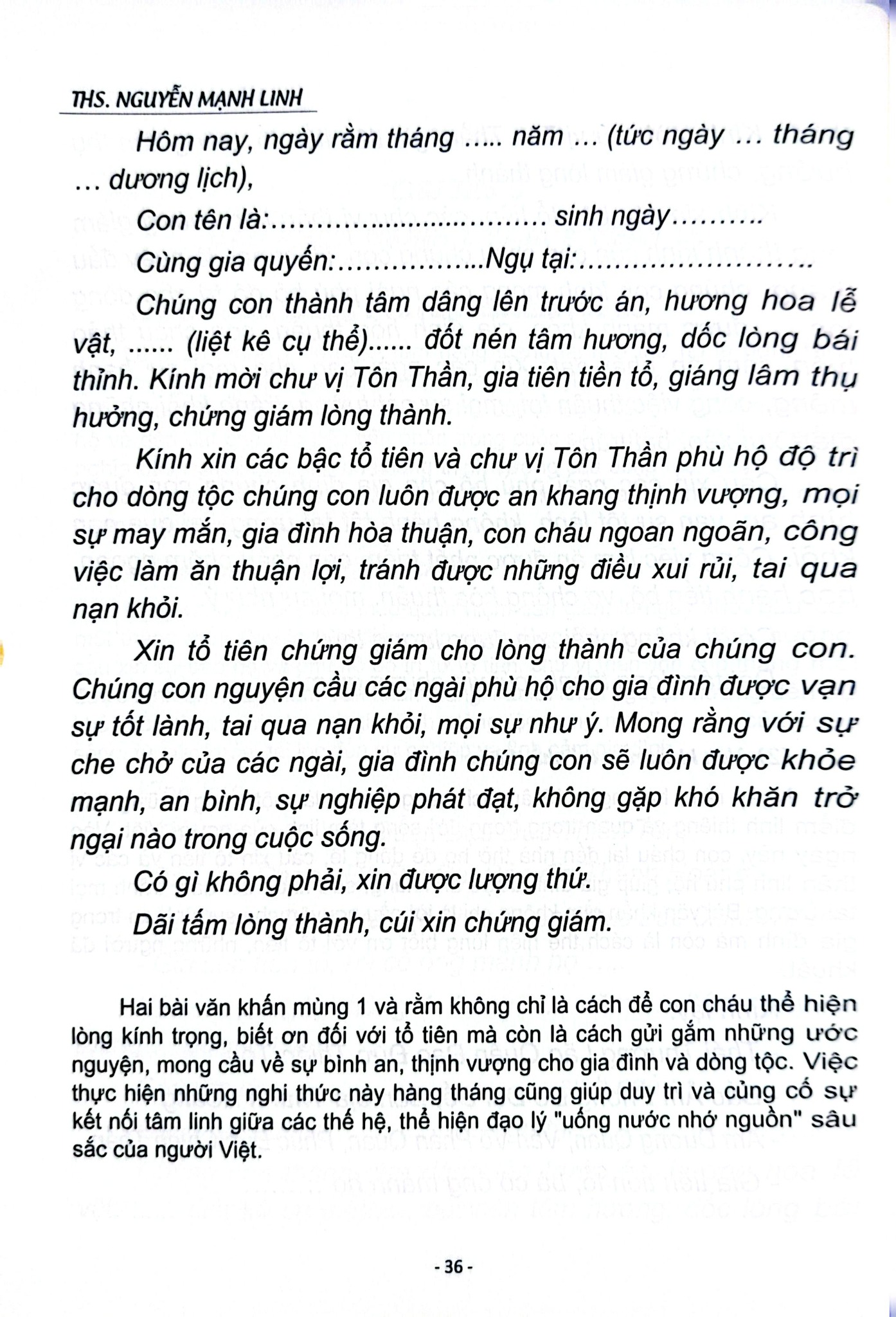 Văn Khấn Dòng Tộc - ThS Nguyễn Mạnh Linh