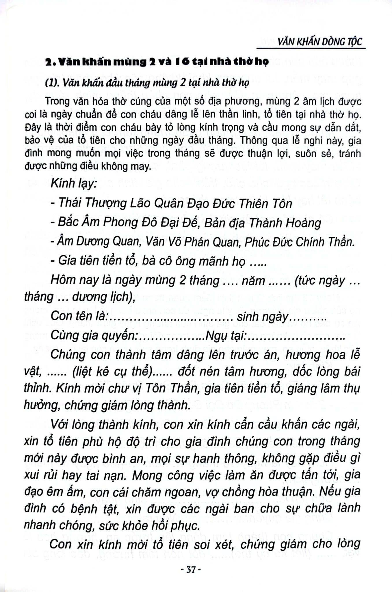 Văn Khấn Dòng Tộc - ThS Nguyễn Mạnh Linh