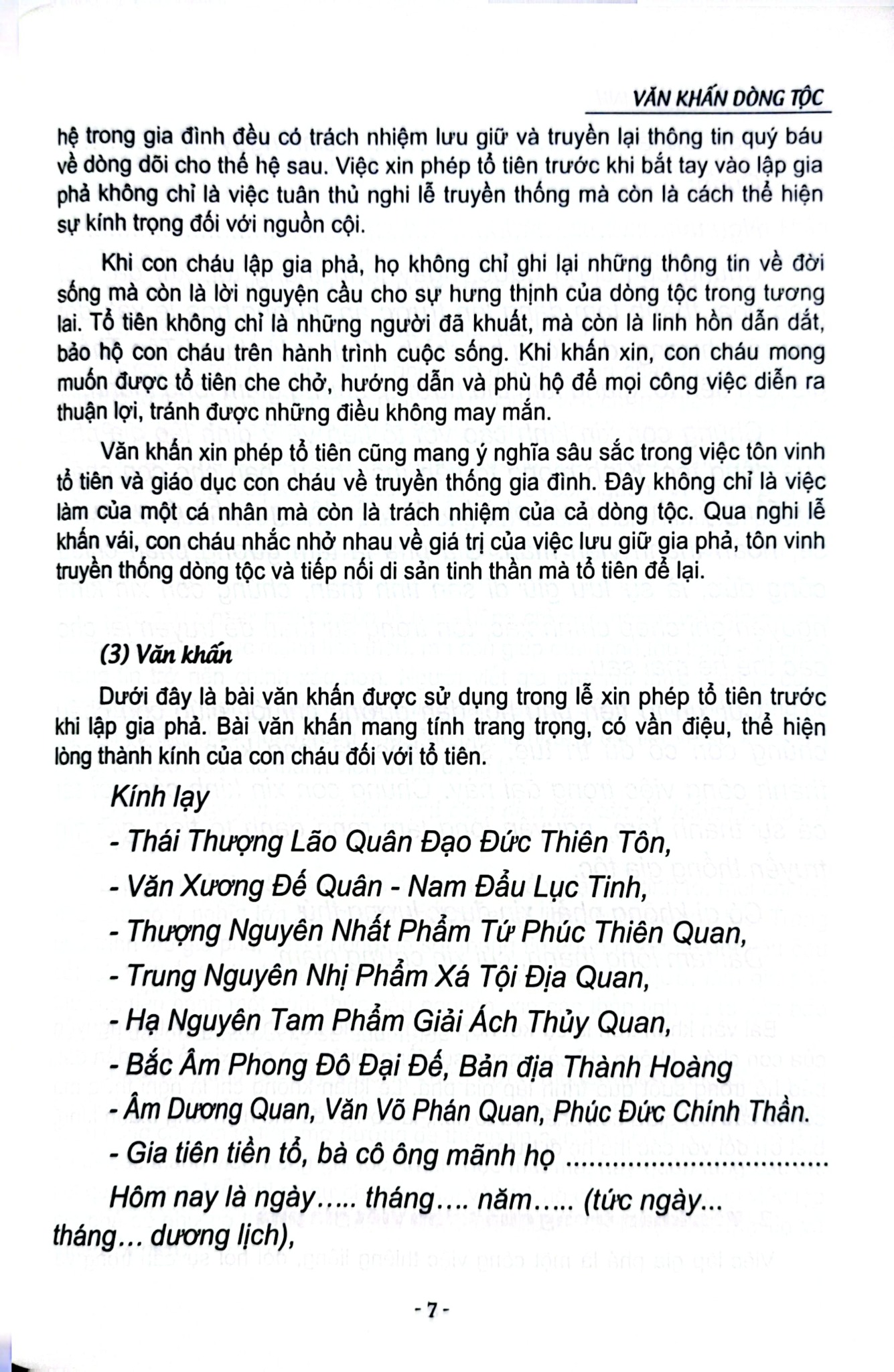 Văn Khấn Dòng Tộc - ThS Nguyễn Mạnh Linh