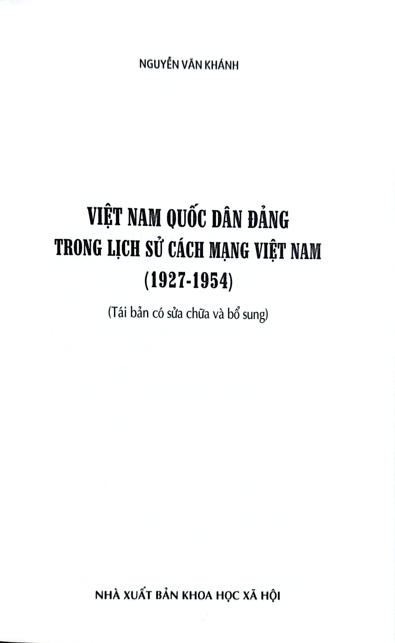 Việt Nam Quốc Dân Đảng Trong Lịch Sử Cách Mạng Việt Nam (1927-1954) - GS.TS. Nguyễn Văn Khánh
