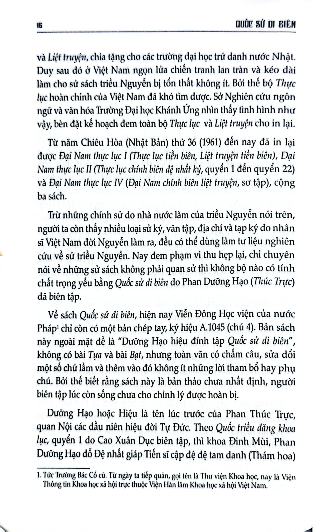 Quốc Sử Di Biên - Nhà nghiên cứu. Phan Thúc Trực