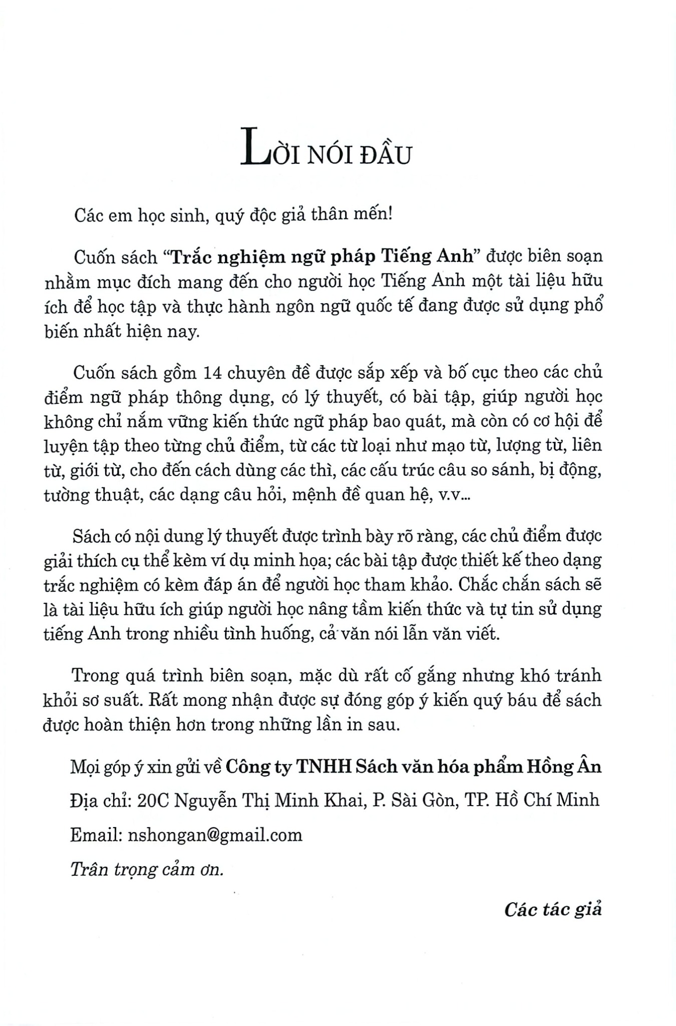 Trắc Nghiệm Ngữ Pháp Tiếng Anh  -  
Minh Luận, Nguyễn Hoàng Thanh Ly