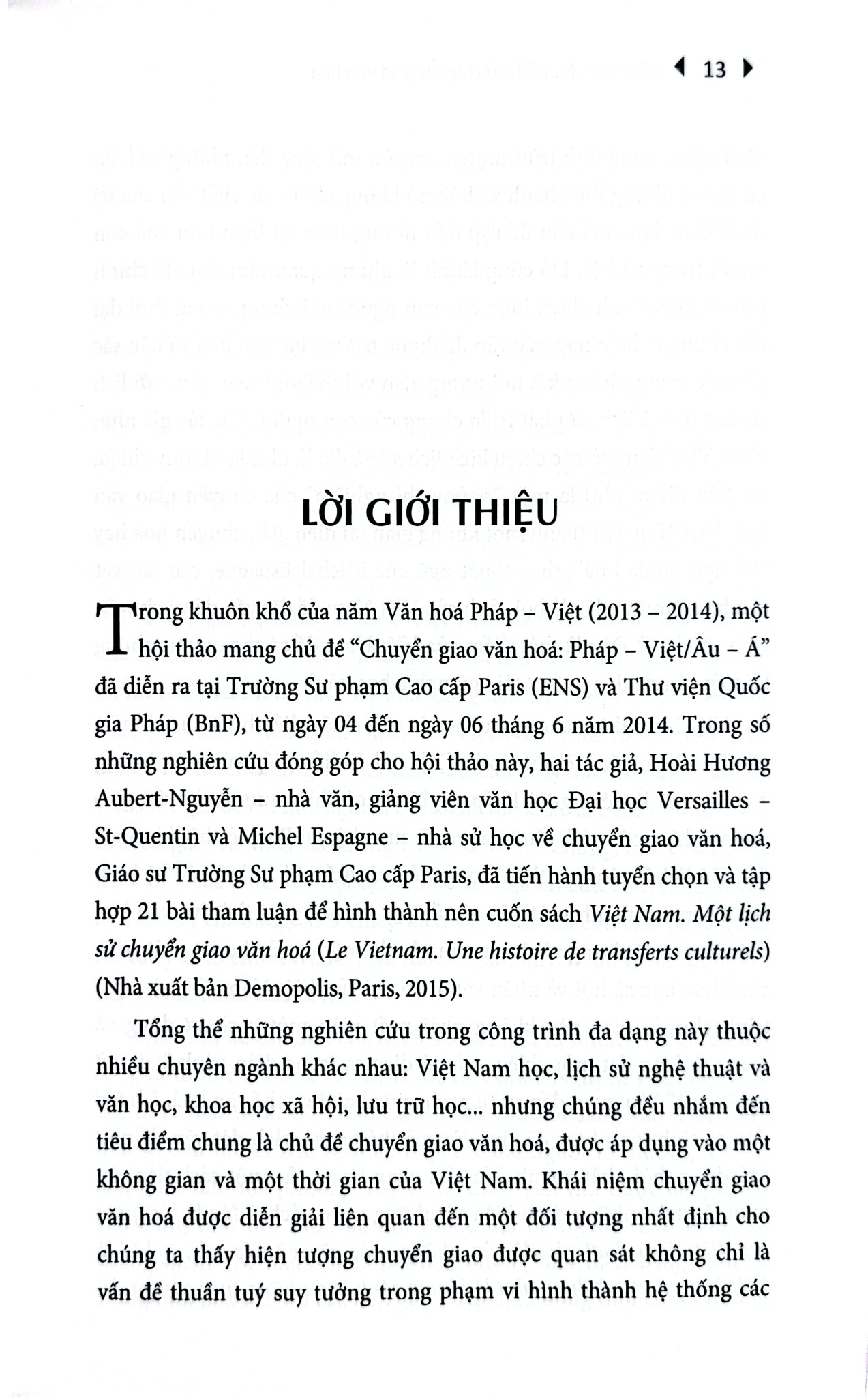 Việt Nam - Một Lịch Sử Chuyển Giao Văn Hoá (Bìa Mềm) - Hoai Huong Aubert-Nguyen và Michel Espagne (CB)