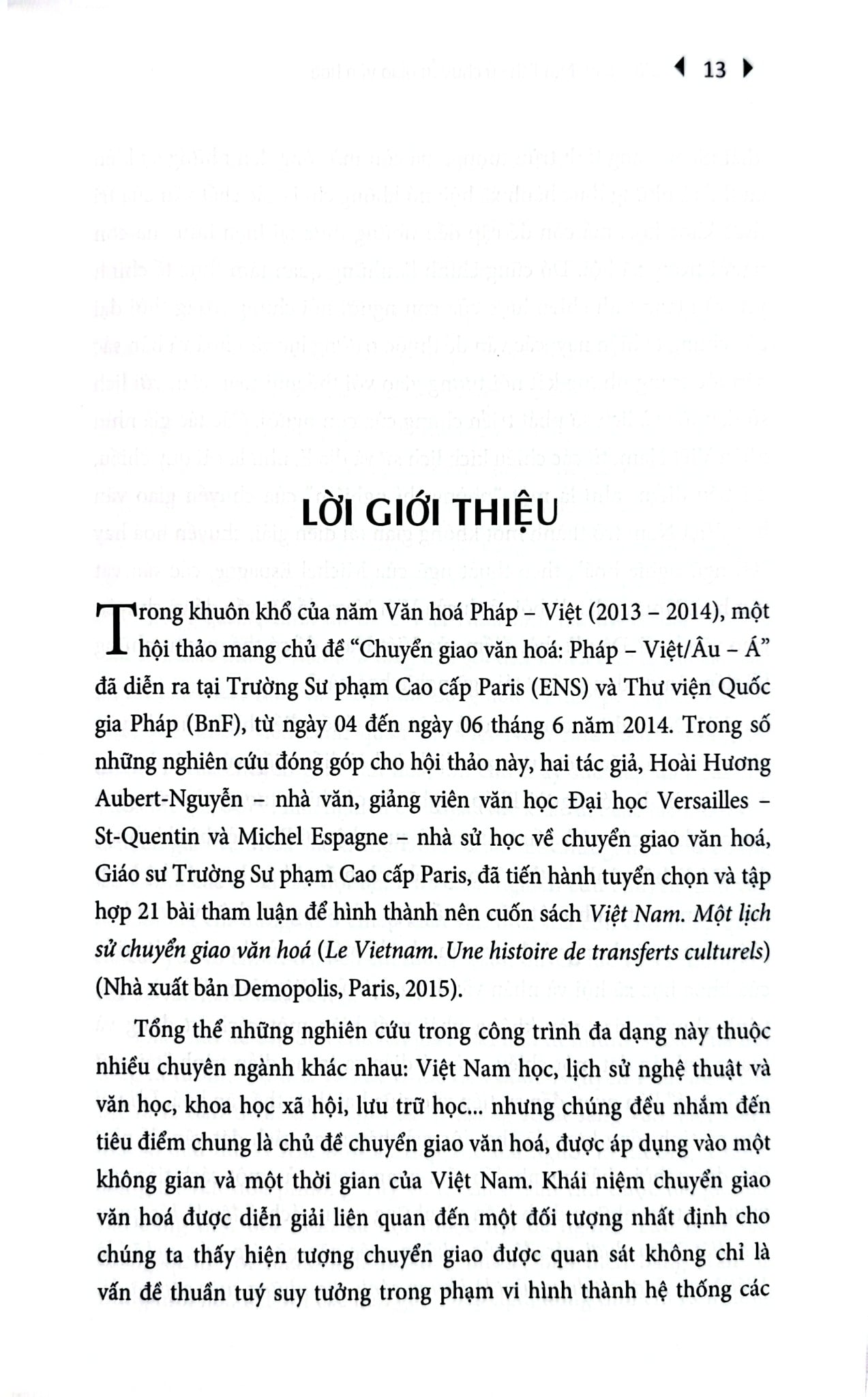 Việt Nam - Một Lịch Sử Chuyển Giao Văn Hoá (Bìa Cứng) - Hoai Huong Aubert-Nguyen và Michel Espagne (CB)