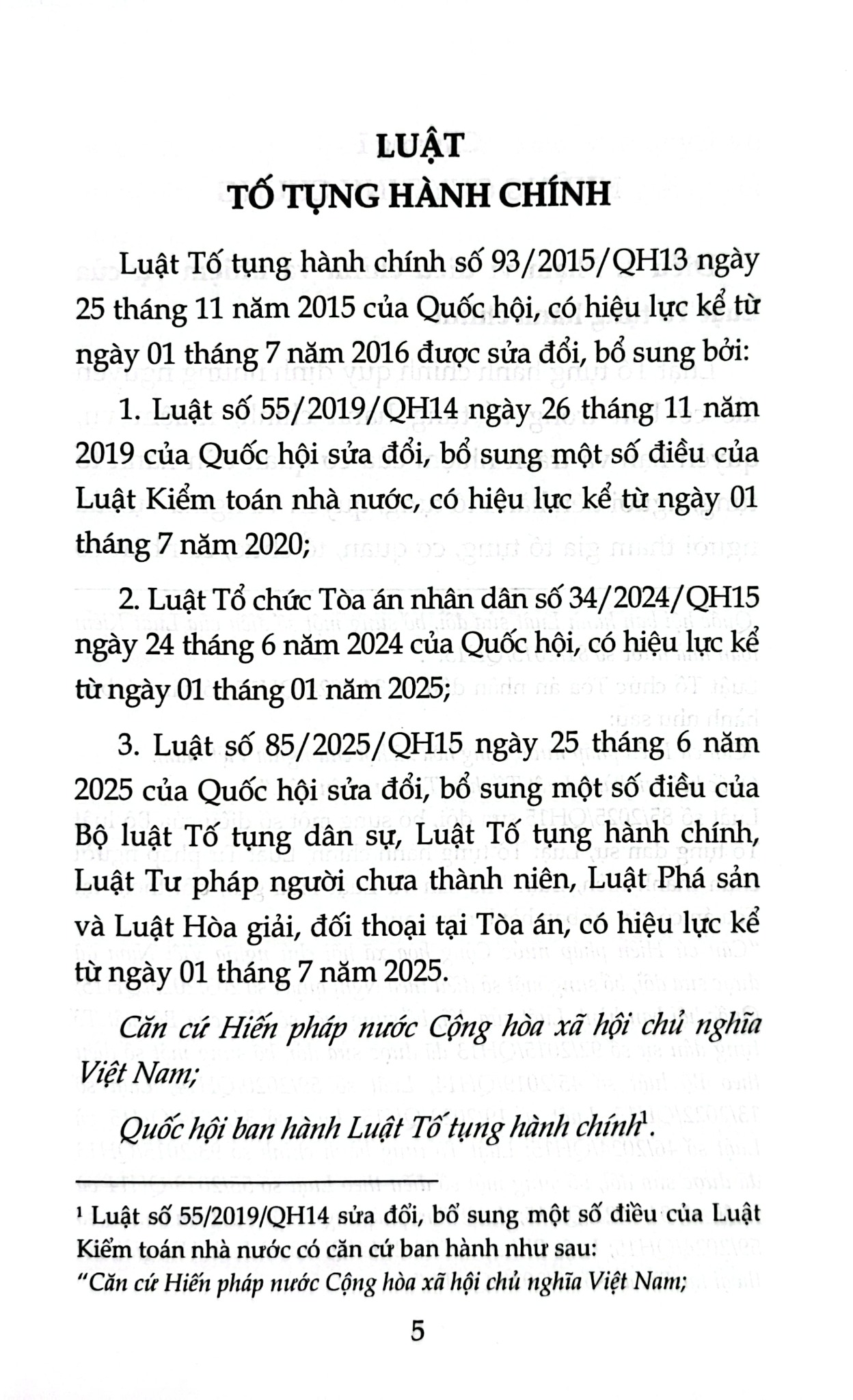 Luật Tố Tụng Hành Chính Năm 2015 (Sửa Đổi, Bổ Sung Năm 2019, 2024, 2025) - Quốc Hội (CTQG)