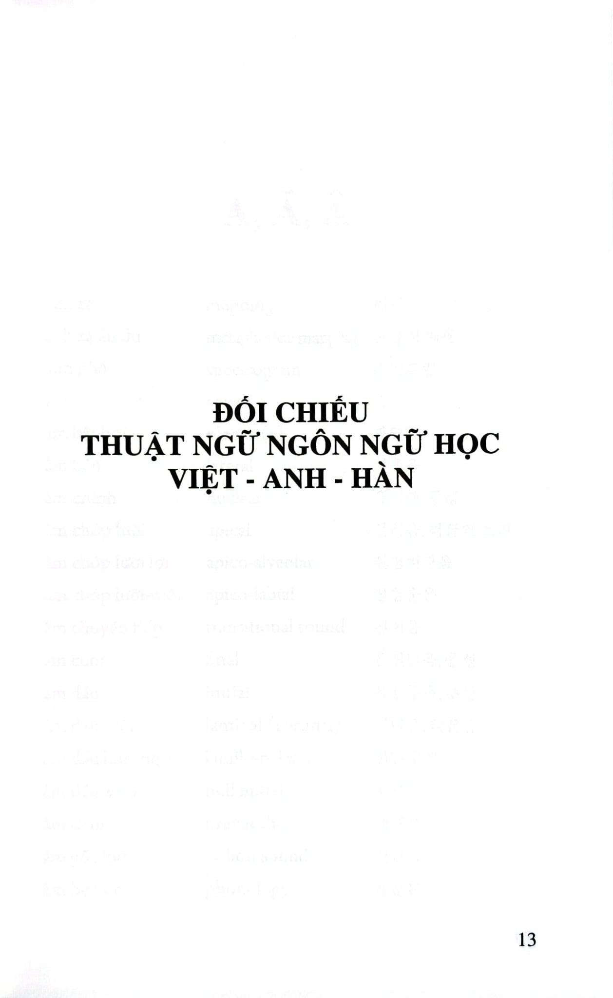 Từ Điển Đối Chiếu Thuật Ngữ Ngôn Ngữ Học (Việt - Anh - Hàn, Hàn - Việt - Anh, Anh - Hàn - Việt) - Nguyễn Thiện Giáp Hoàng Thị Yến
