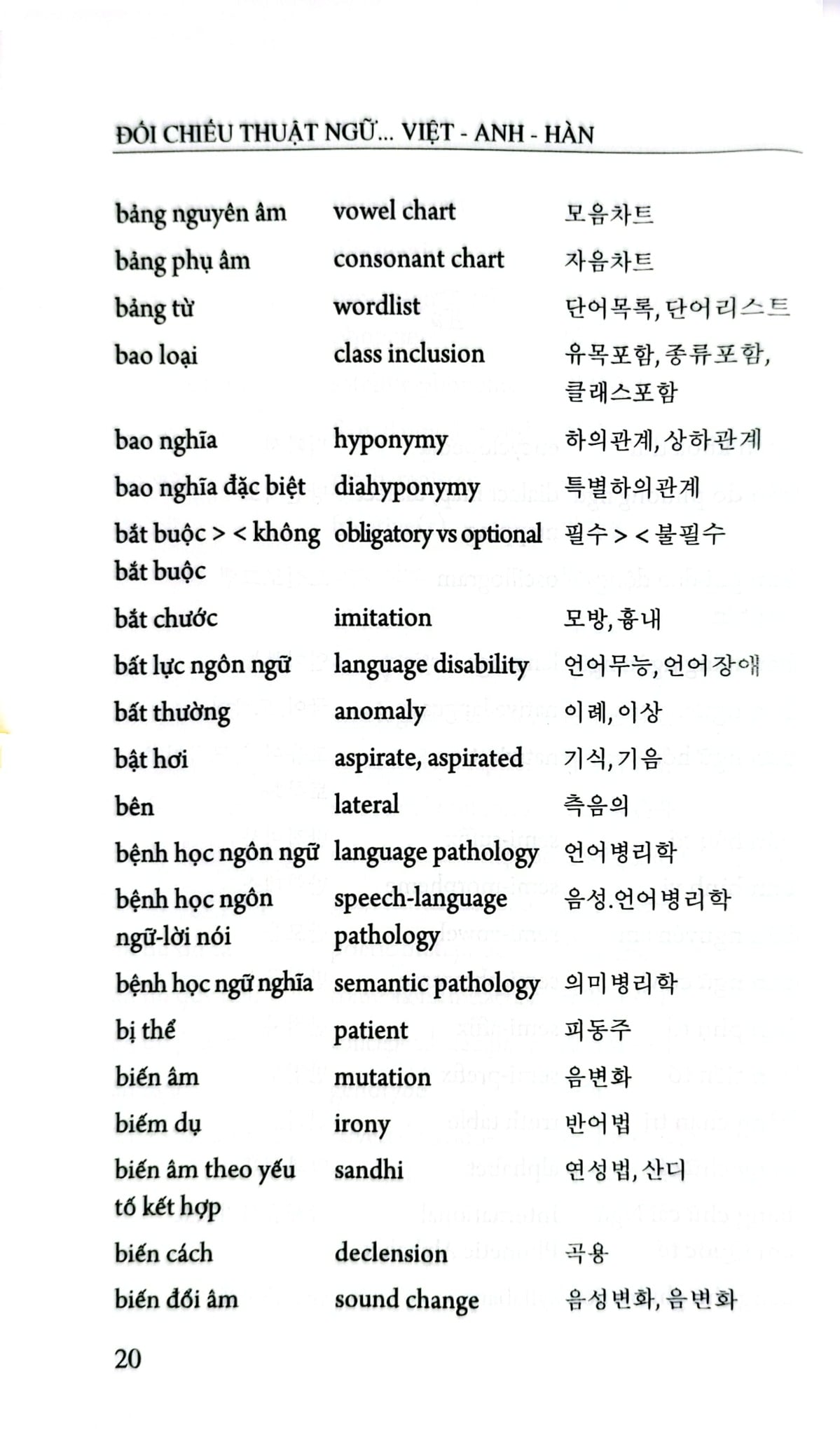 Từ Điển Đối Chiếu Thuật Ngữ Ngôn Ngữ Học (Việt - Anh - Hàn, Hàn - Việt - Anh, Anh - Hàn - Việt) - Nguyễn Thiện Giáp Hoàng Thị Yến
