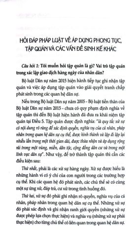 Tư Vấn, Phổ Biến Và Áp Dụng Pháp Luật - Dân Sự (Phong Tục Tập Quán Và Một Số Vấn Đề Sinh Kế) - TS. Kiều Thị Thùy Linh 