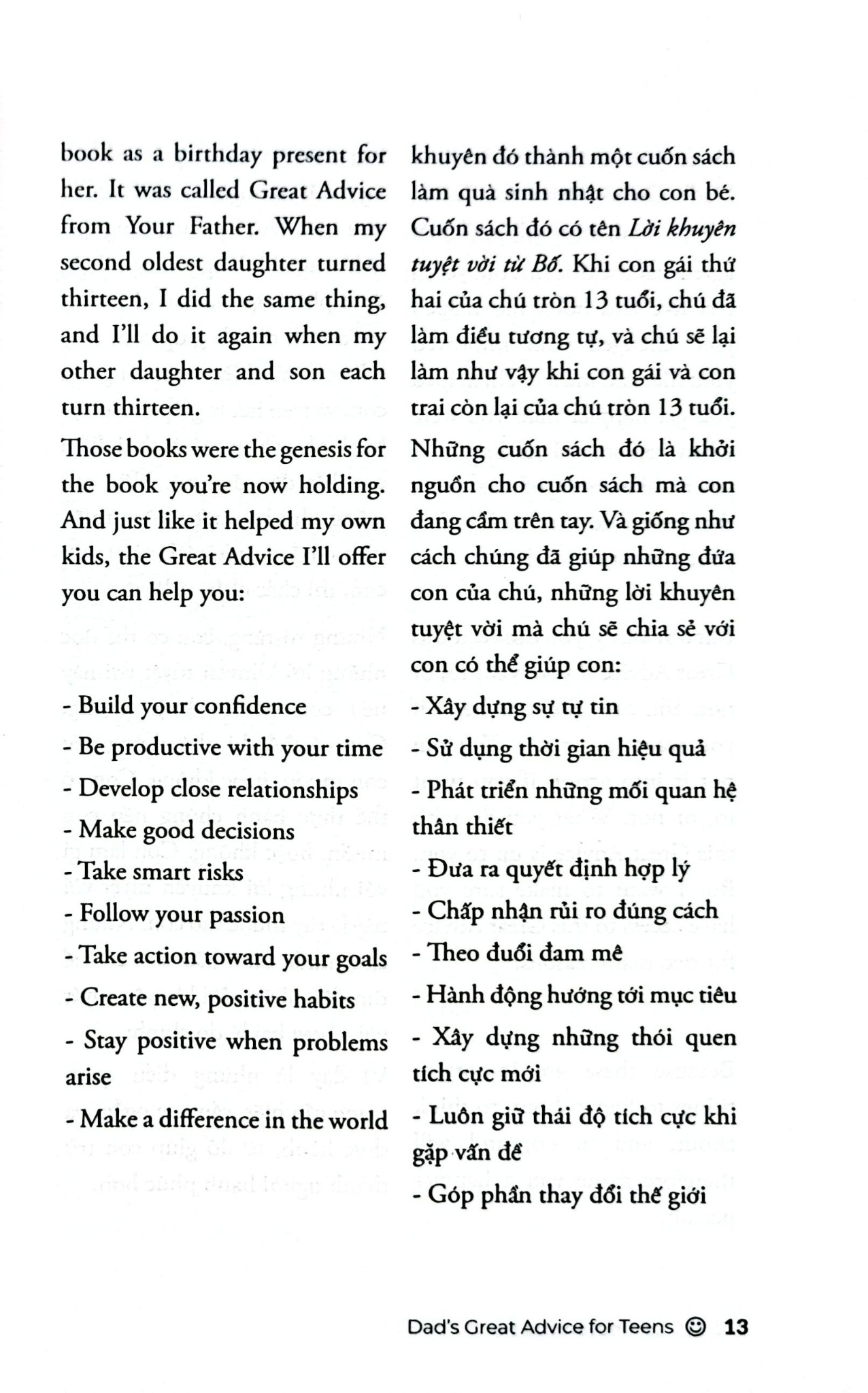 Lời Khuyên Của Bố - Marc Fienberg (Song ngữ Anh Việt) - Well Spring Billingual School