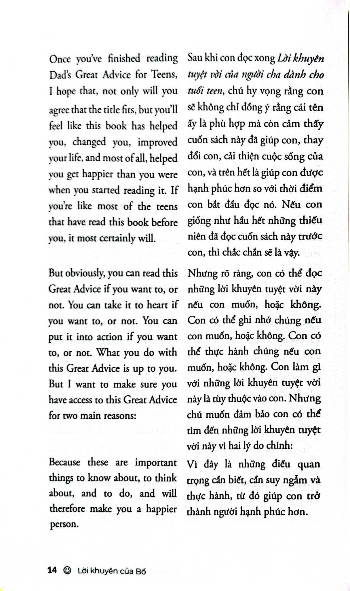 Lời Khuyên Của Bố - Marc Fienberg (Song ngữ Anh Việt) - Well Spring Billingual School