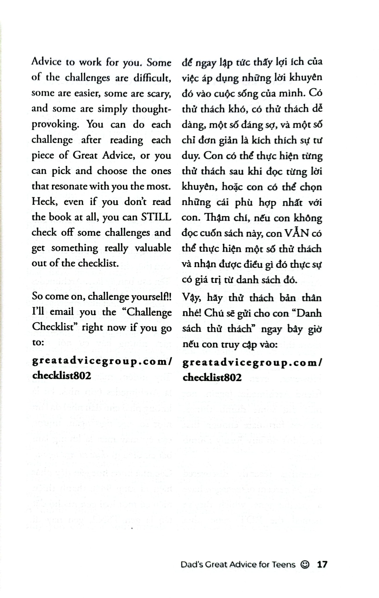 Lời Khuyên Của Bố - Marc Fienberg (Song ngữ Anh Việt) - Well Spring Billingual School