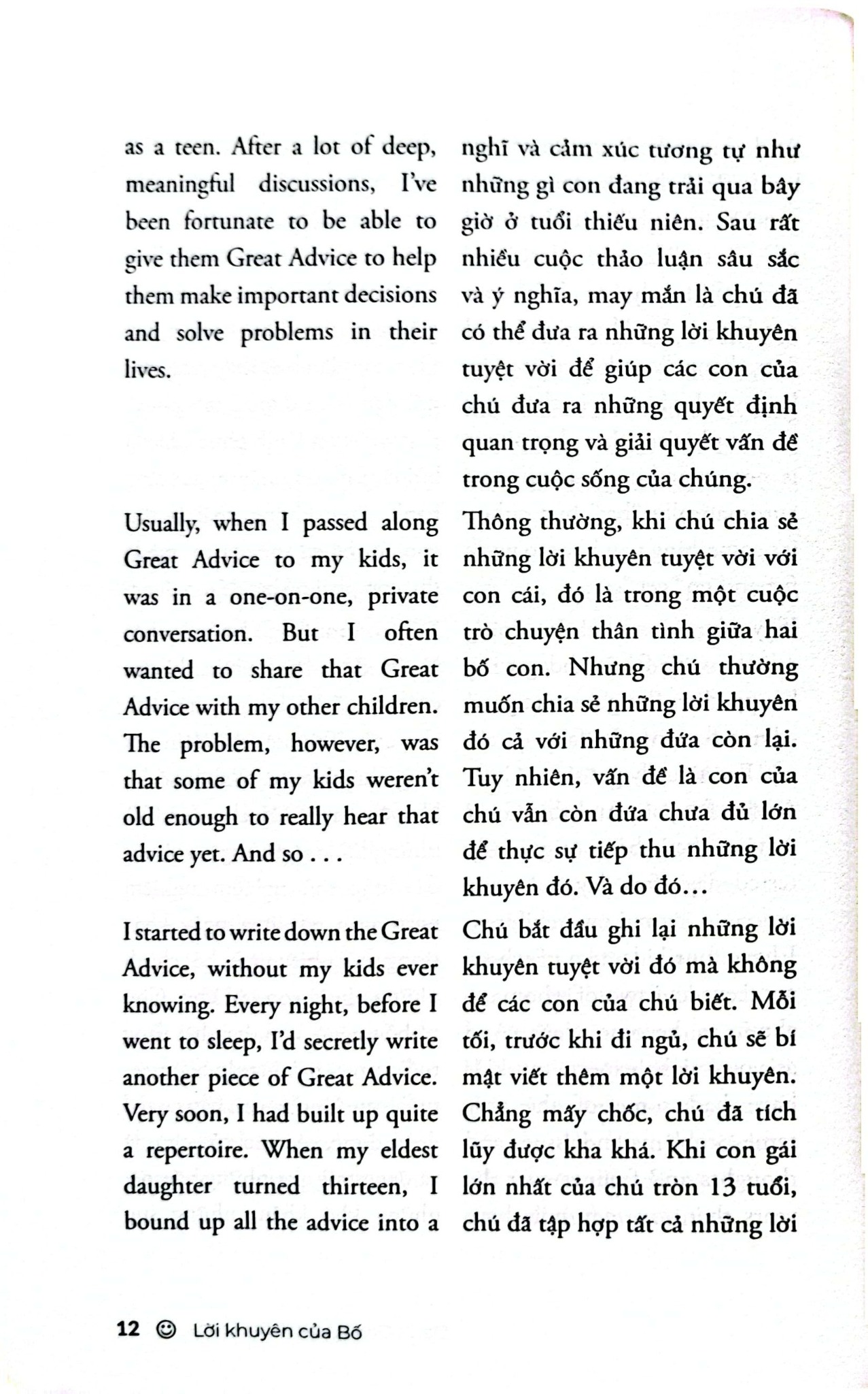 Lời Khuyên Của Bố - Marc Fienberg (Song ngữ Anh Việt) - Well Spring Billingual School