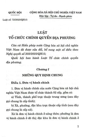  Luật Tổ Chức Chính Quyền Địa Phương Năm 2025 - Quốc hội 