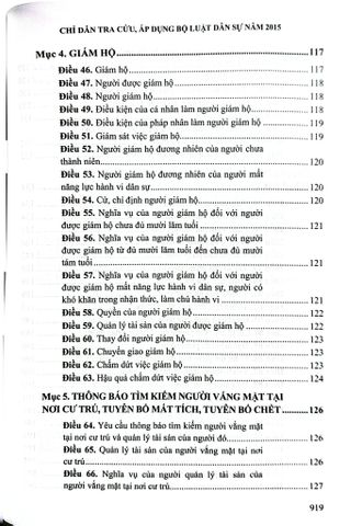  Chỉ Dẫn Tra Cứu, Áp Dụng Bộ Luật Dân Sự Năm 2015 ( Tái Bản Lần Thứ Nhất, Có Sửa Đổi, Bổ Sung) - TS. Nguyễn Thúy Hiền 
- ThS. NCS.Tạ Đình Tuyên 