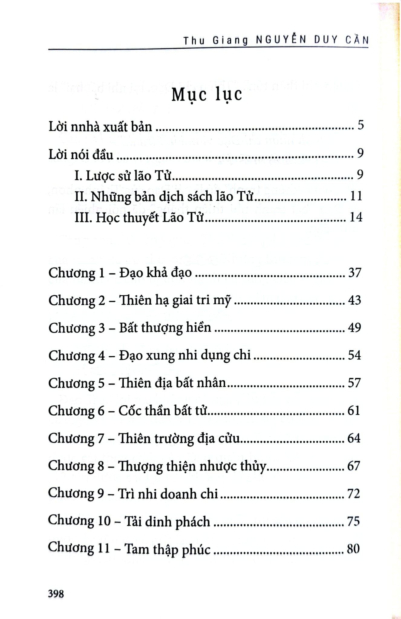 Lão Tử Đạo Đức Kinh - ( Thu Giang Nguyễn Duy Cần dịch)