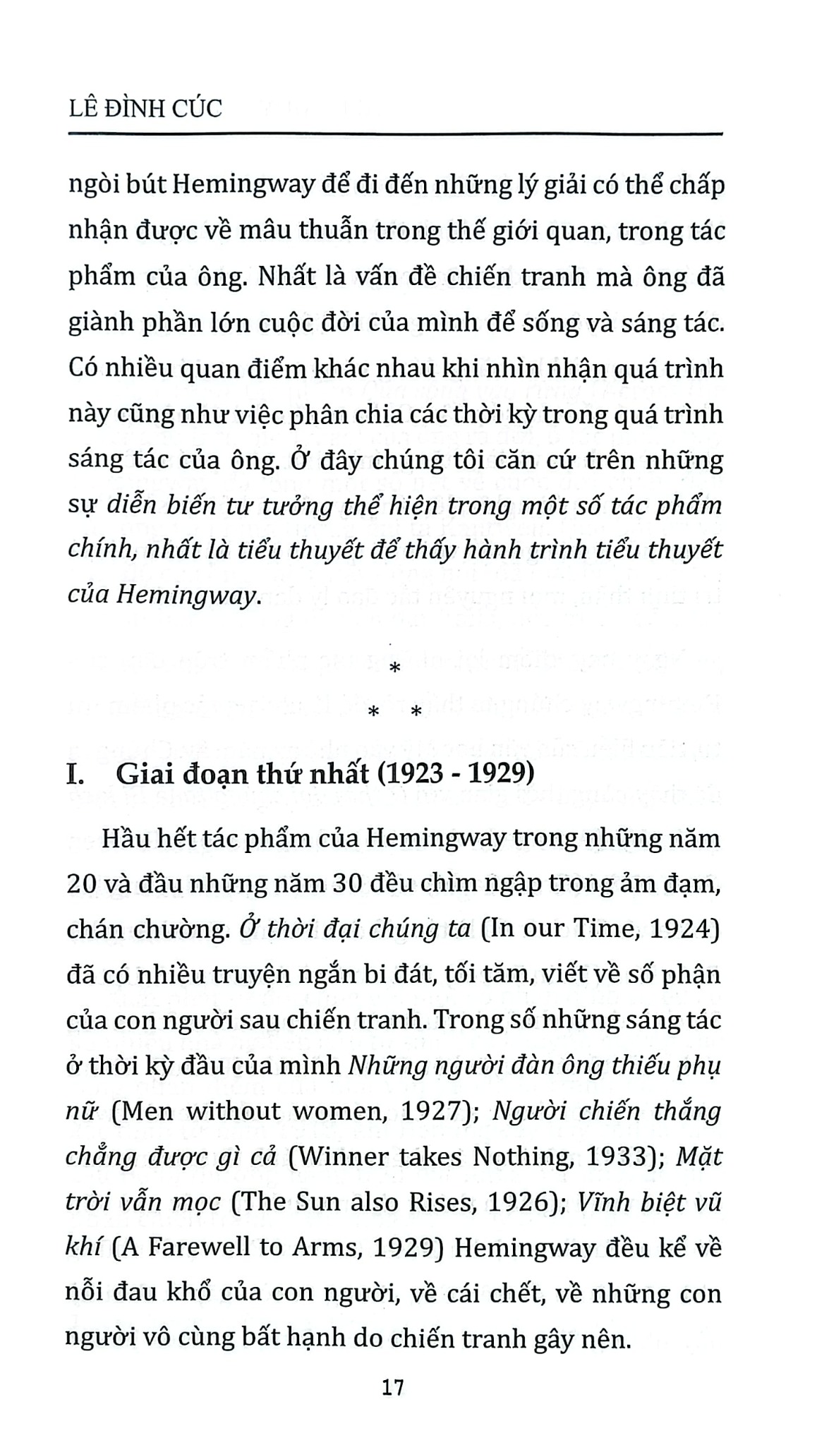 Tiểu Thuyết Hemingway - Lê Đình Cúc