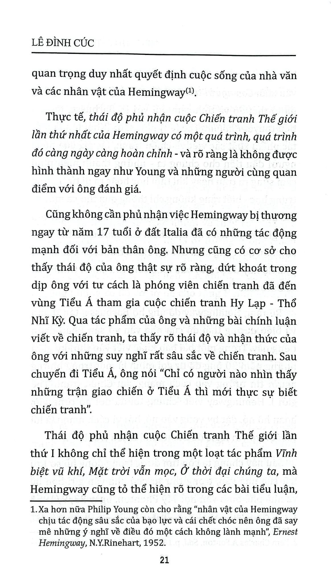 Tiểu Thuyết Hemingway - Lê Đình Cúc