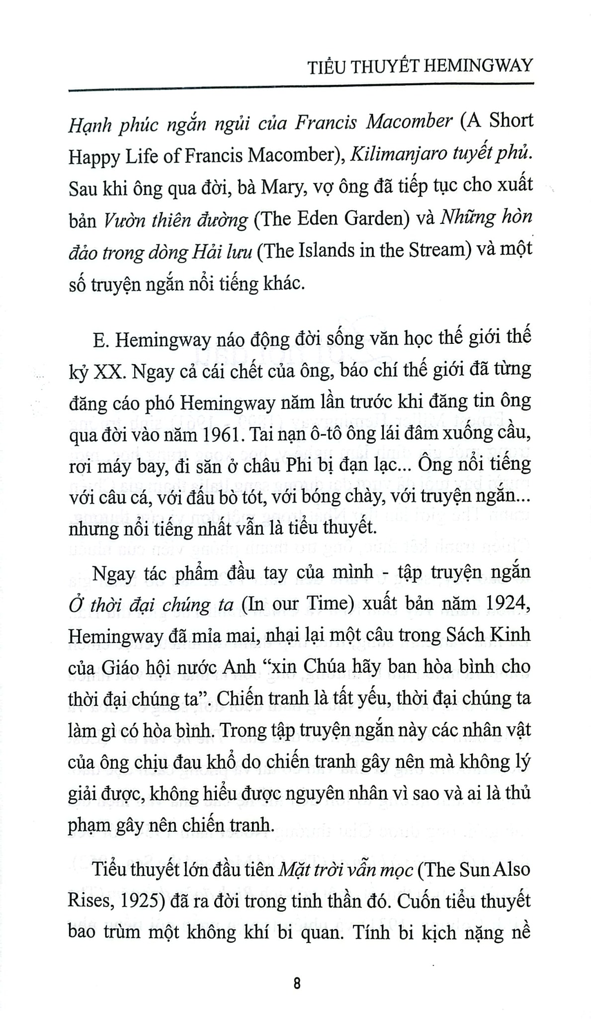 Tiểu Thuyết Hemingway - Lê Đình Cúc