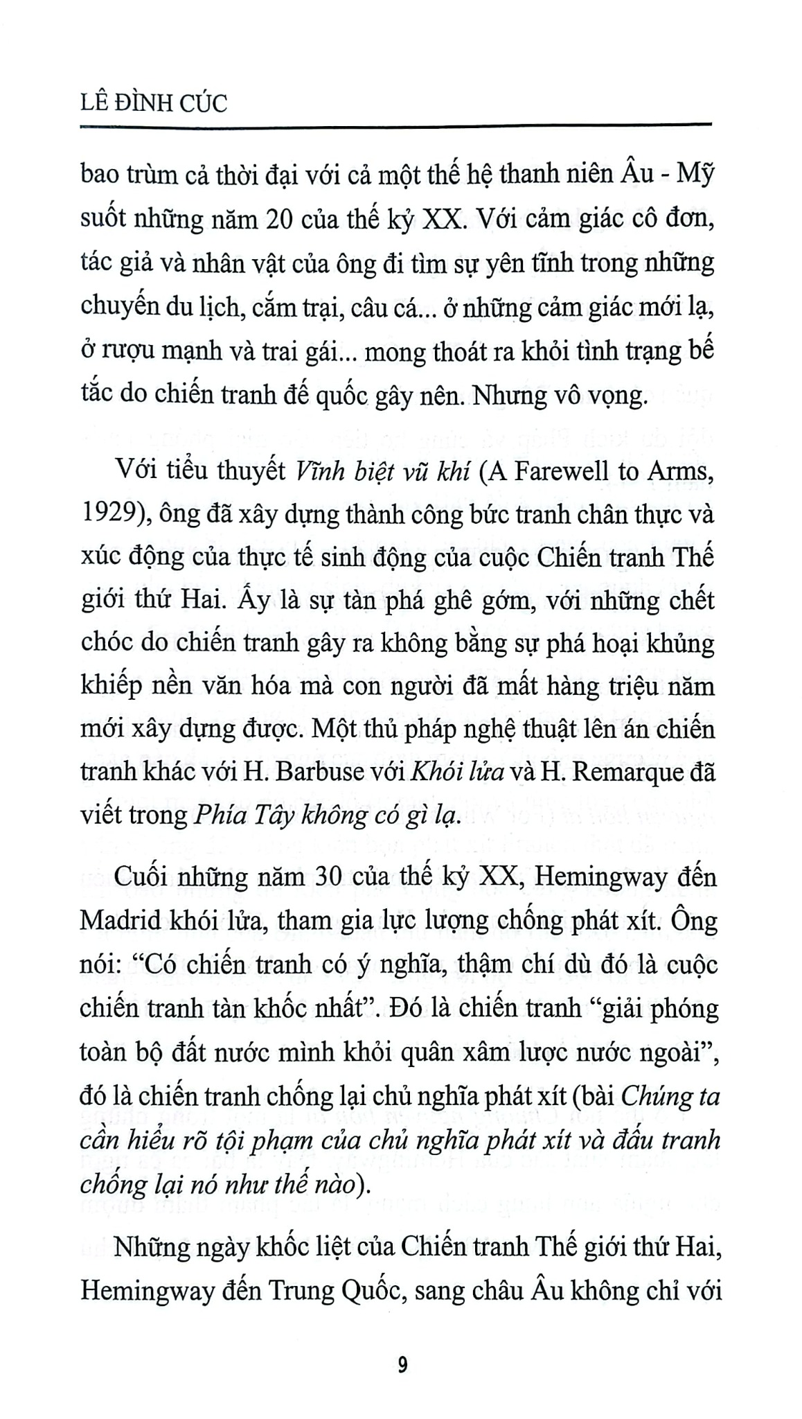 Tiểu Thuyết Hemingway - Lê Đình Cúc